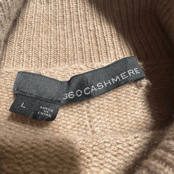360 Cashmere Hudson Fringed Turtleneck Pullover Sweater Tan Size‎ Large NWOT - Picture 7 of 10